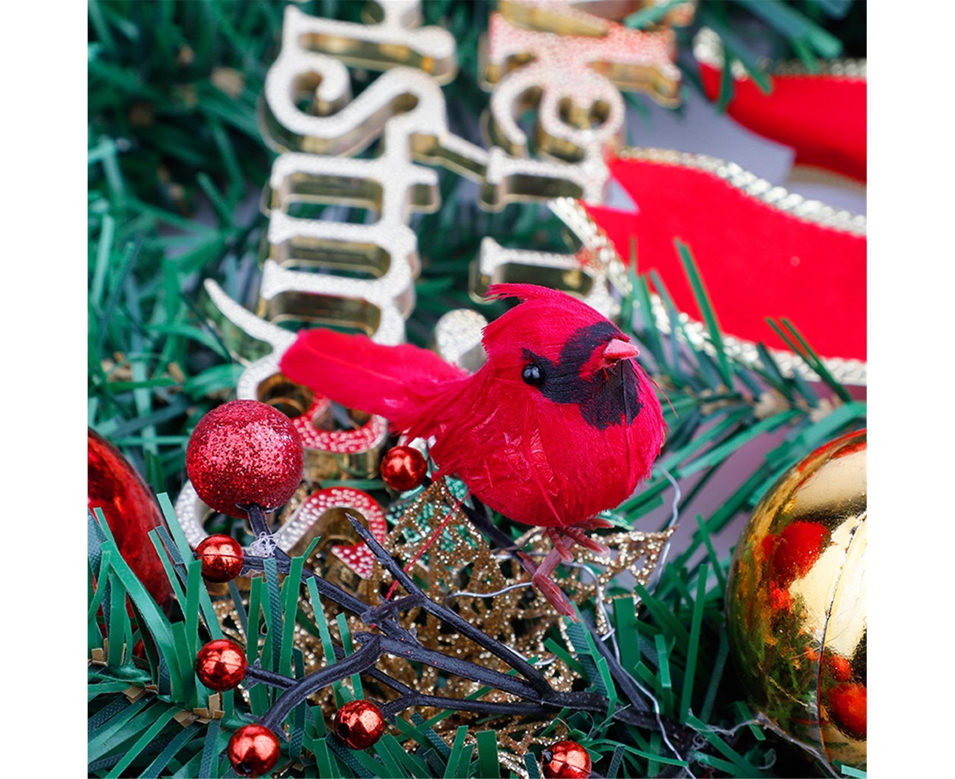 10Pcs Artificial Red Christmas Lucky Birds DIY Xmas Tree Pendant Decoration Gift-B - Image 8