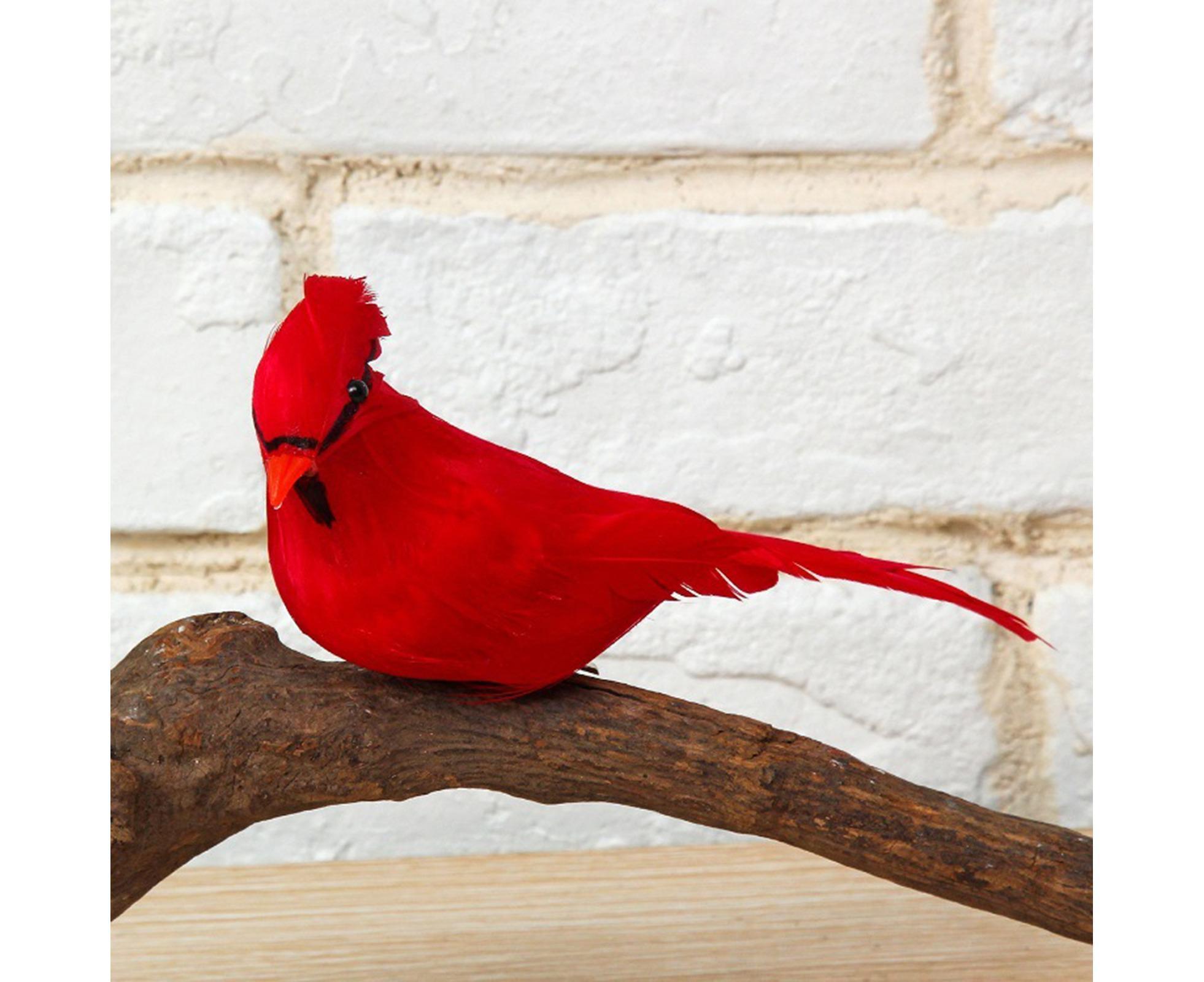 6/12Pcs Christmas Bird Clip Red Feather Artificial Birds-Red 1 - Image 5