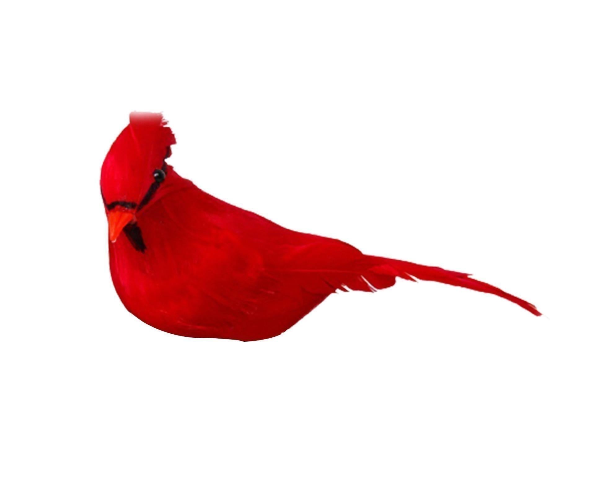 6/12Pcs Christmas Bird Clip Red Feather Artificial Birds-Red 1 - Image 6
