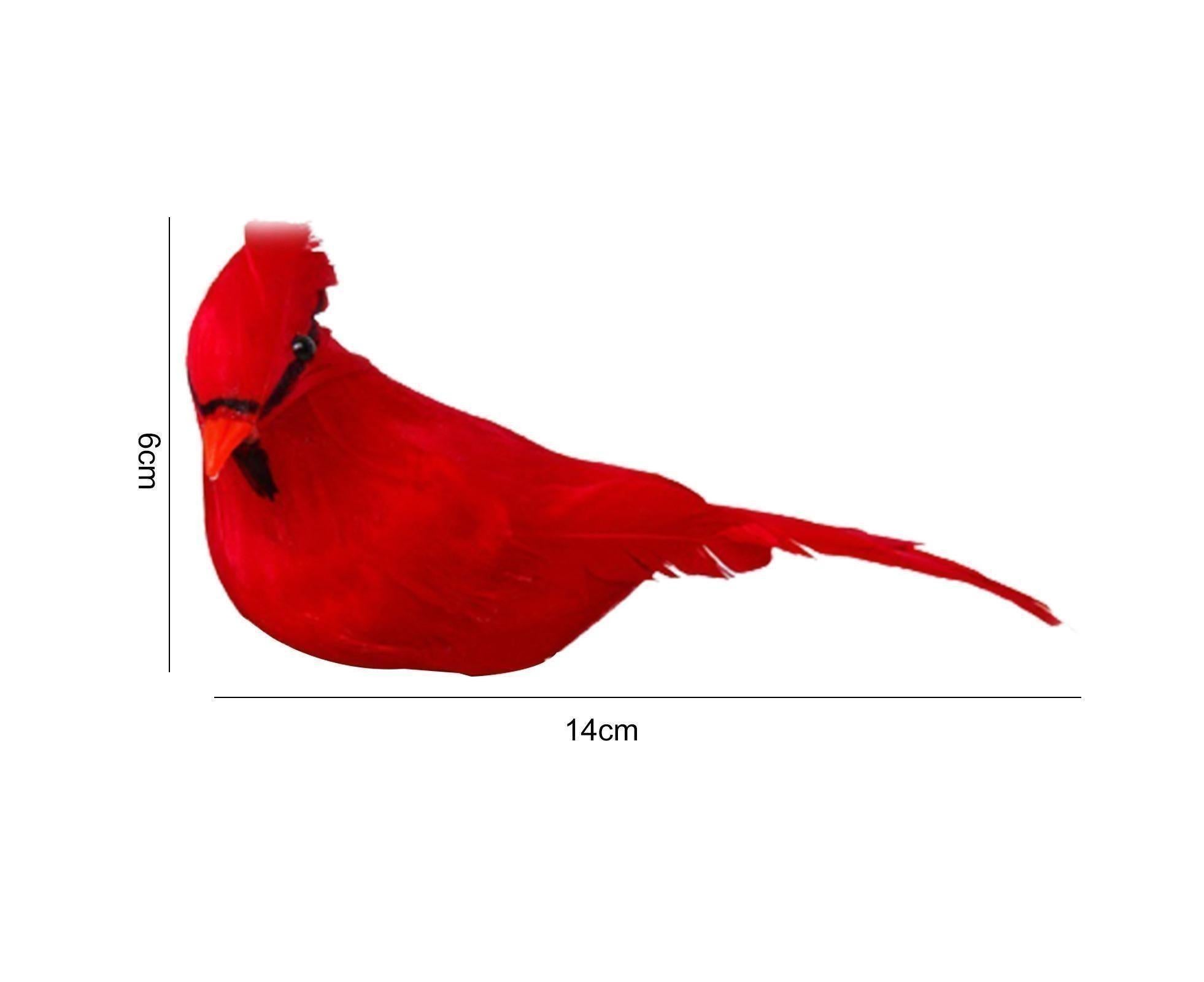 6/12Pcs Christmas Bird Clip Red Feather Artificial Birds-Red 1 - Image 7
