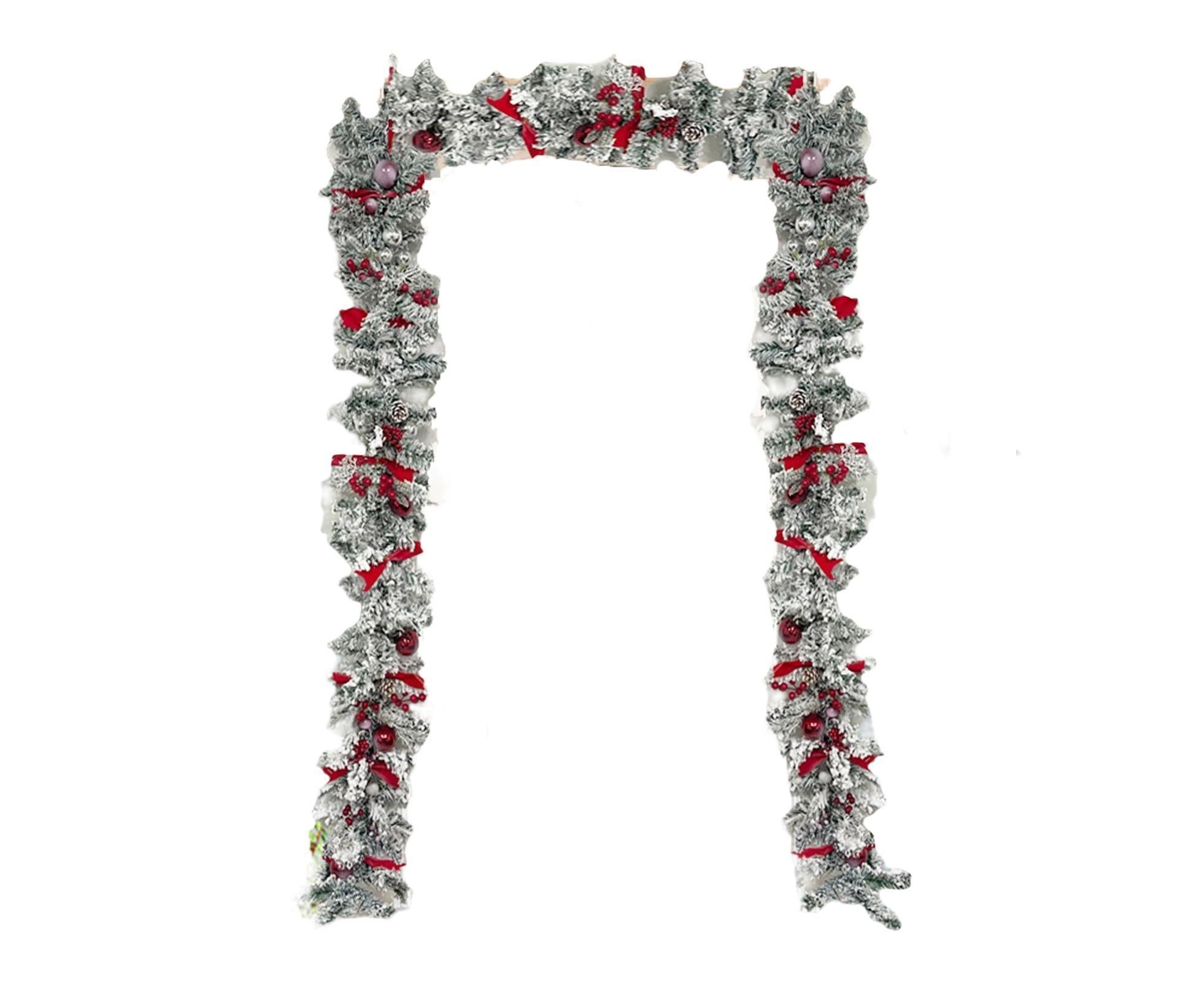 Christmas Artificial Wreath Red Bowknot Ribbon Garland-E - Image 1