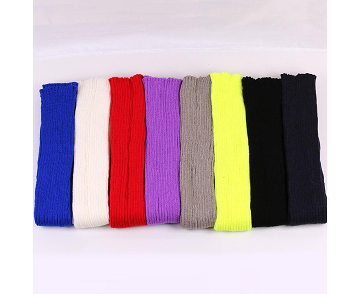 Women Elastic Solid Color Warm Thigh High Long Socks - Navy Blue - Image 4
