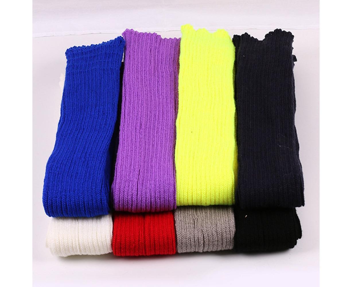Women Elastic Solid Color Warm Thigh High Long Socks - Navy Blue - Image 5