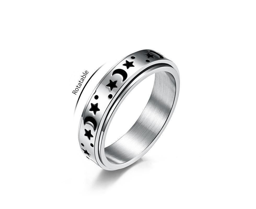 new Anxiety Fidget rings 6mm Stainless Steel Moon Star Spinner Ring for Women Men Size 512 11 - Image 2