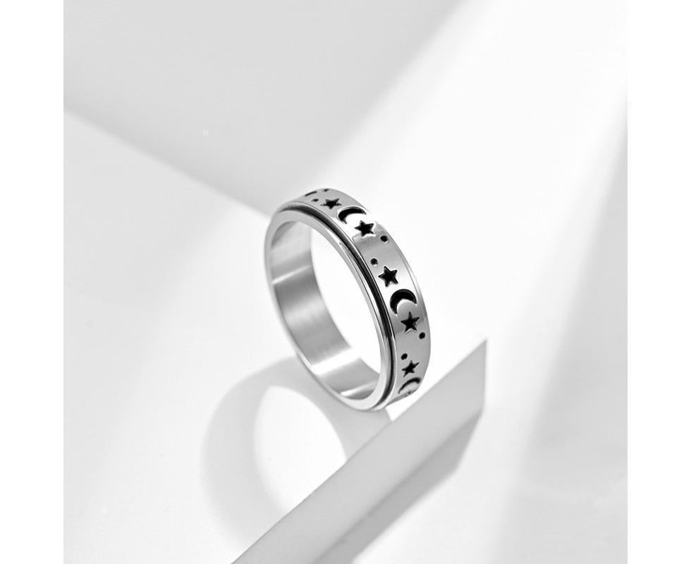 new Anxiety Fidget rings 6mm Stainless Steel Moon Star Spinner Ring for Women Men Size 512 11 - Image 4