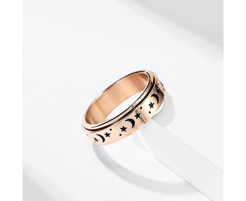 new Anxiety Fidget rings 6mm Stainless Steel Moon Star Spinner Ring for Women Men Size 512 11 - Image 5
