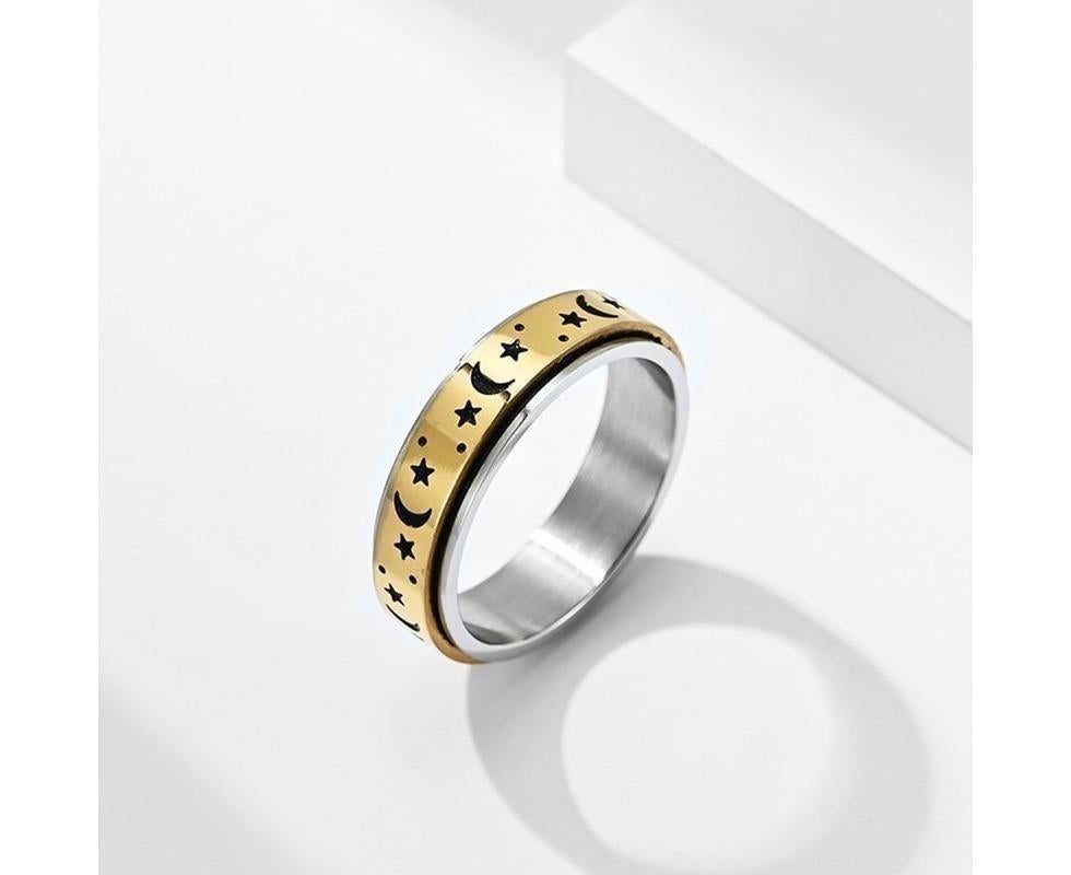 new Anxiety Fidget rings 6mm Stainless Steel Moon Star Spinner Ring for Women Men Size 512 11 - Image 6