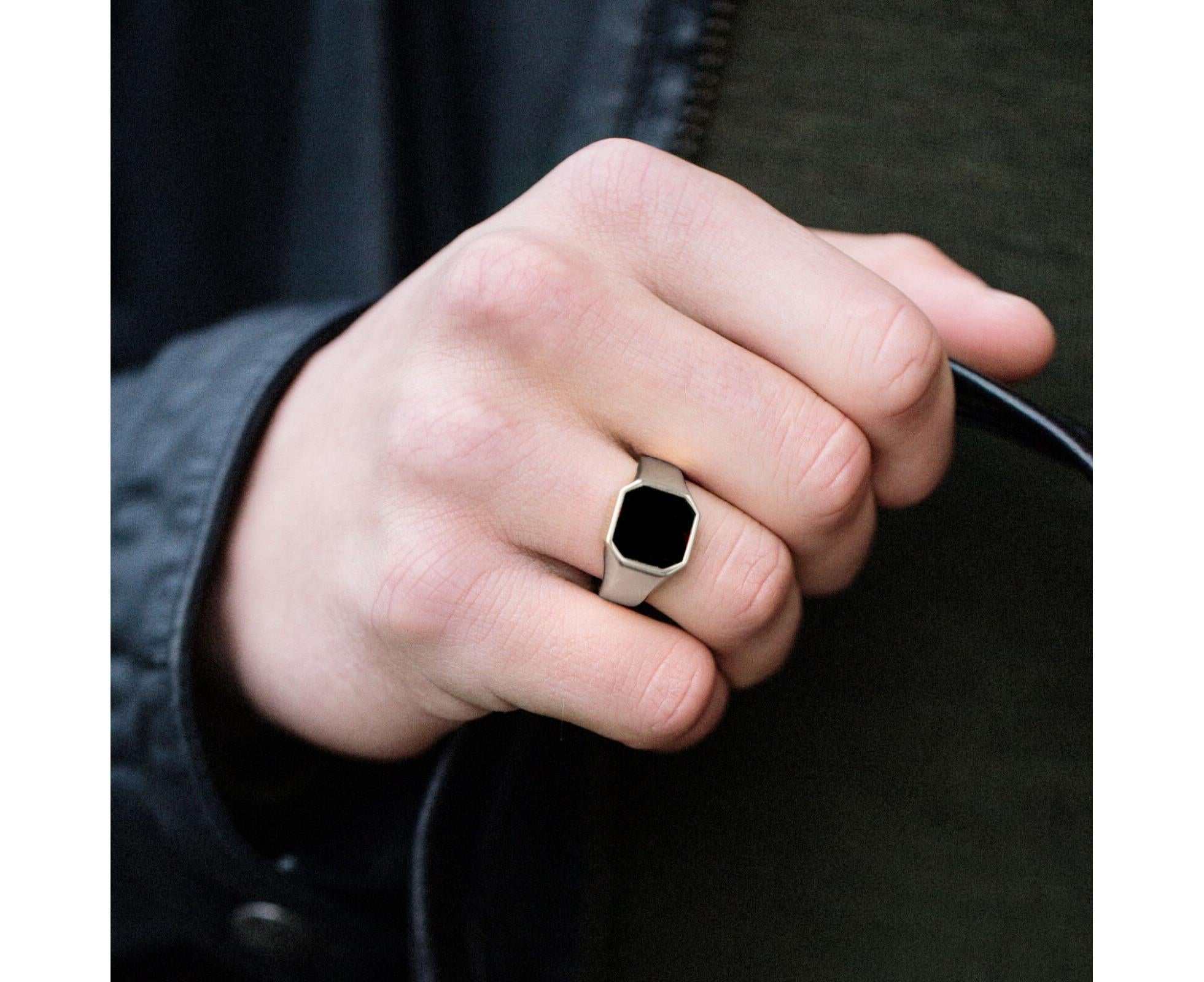 Stylish Signet Rings for Men Male Pinky Ring with Black Square CZ StoneGold Color Stainless Steel Metal Jewelry US Size 10 - Image 4