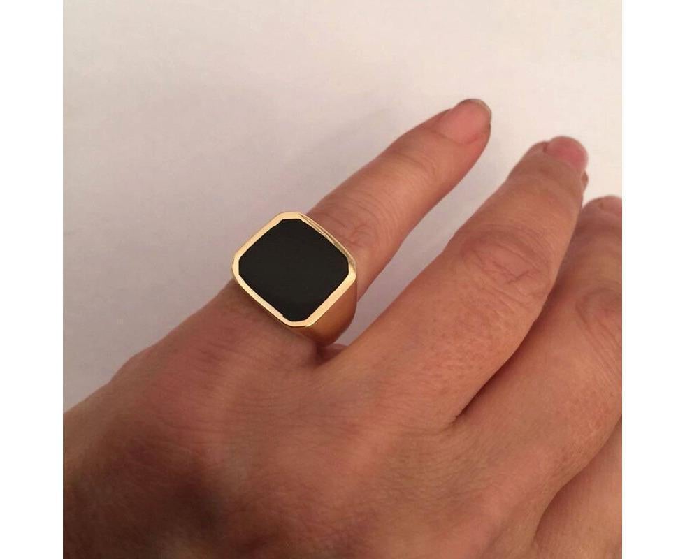Stylish Signet Rings for Men Male Pinky Ring with Black Square CZ StoneGold Color Stainless Steel Metal Jewelry US Size 10 - Image 5