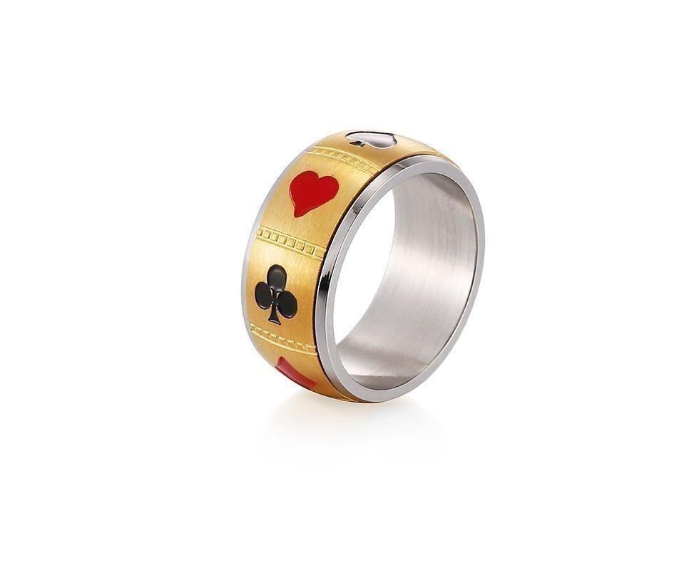 Spinner Playing Card Ring Stainless Steel Anxiety Fidget Lucky Poker For Men Women Rotating Finger Rings Punk Jewelry 9 - Image 1