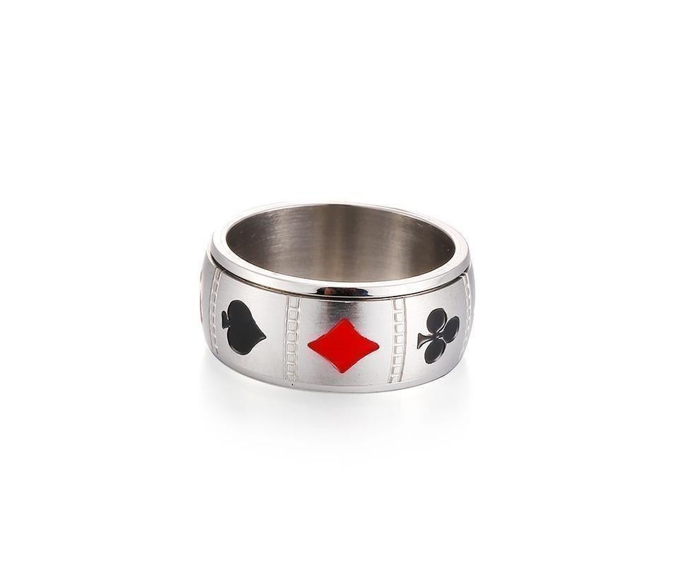 Spinner Playing Card Ring Stainless Steel Anxiety Fidget Lucky Poker For Men Women Rotating Finger Rings Punk Jewelry 9 - Image 3