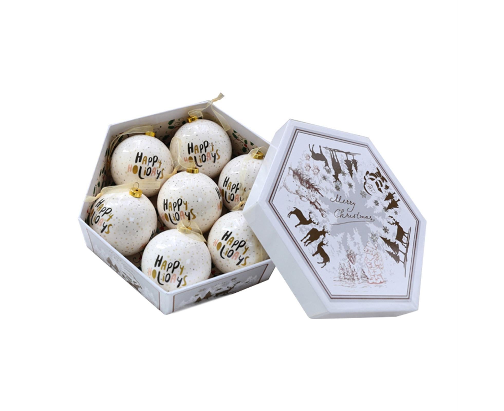 1 Box Decorative Christmas Balls Pendants with Lanyard PC Delicate Craft Festival Balls Pendants Home Decor-Golden - Image 1