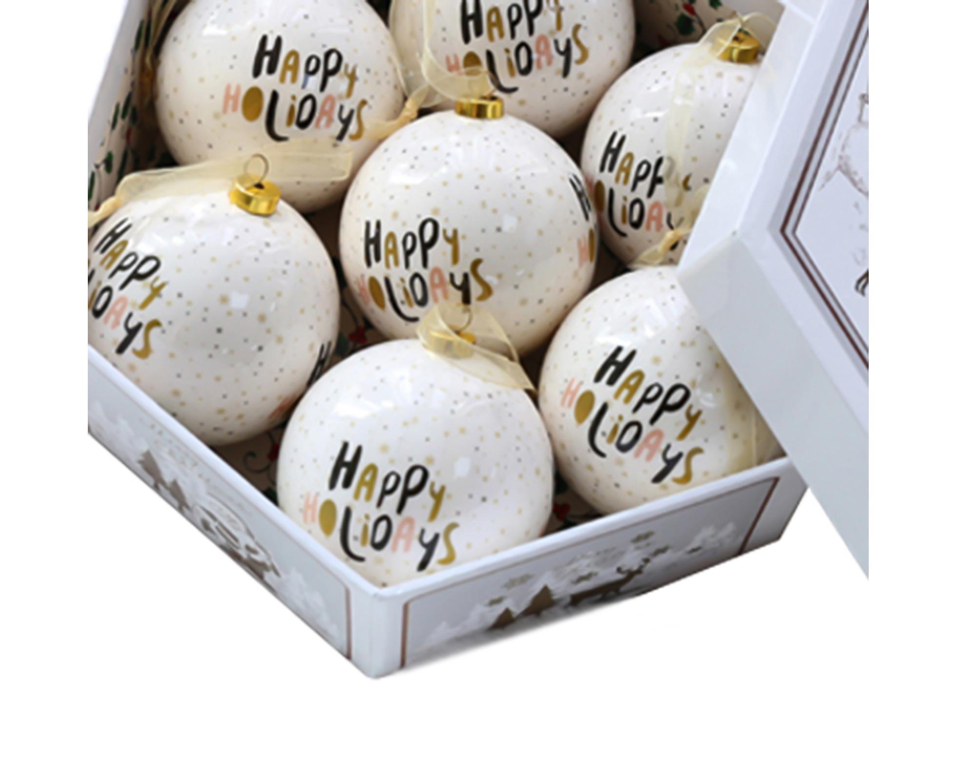 1 Box Decorative Christmas Balls Pendants with Lanyard PC Delicate Craft Festival Balls Pendants Home Decor-Golden - Image 2