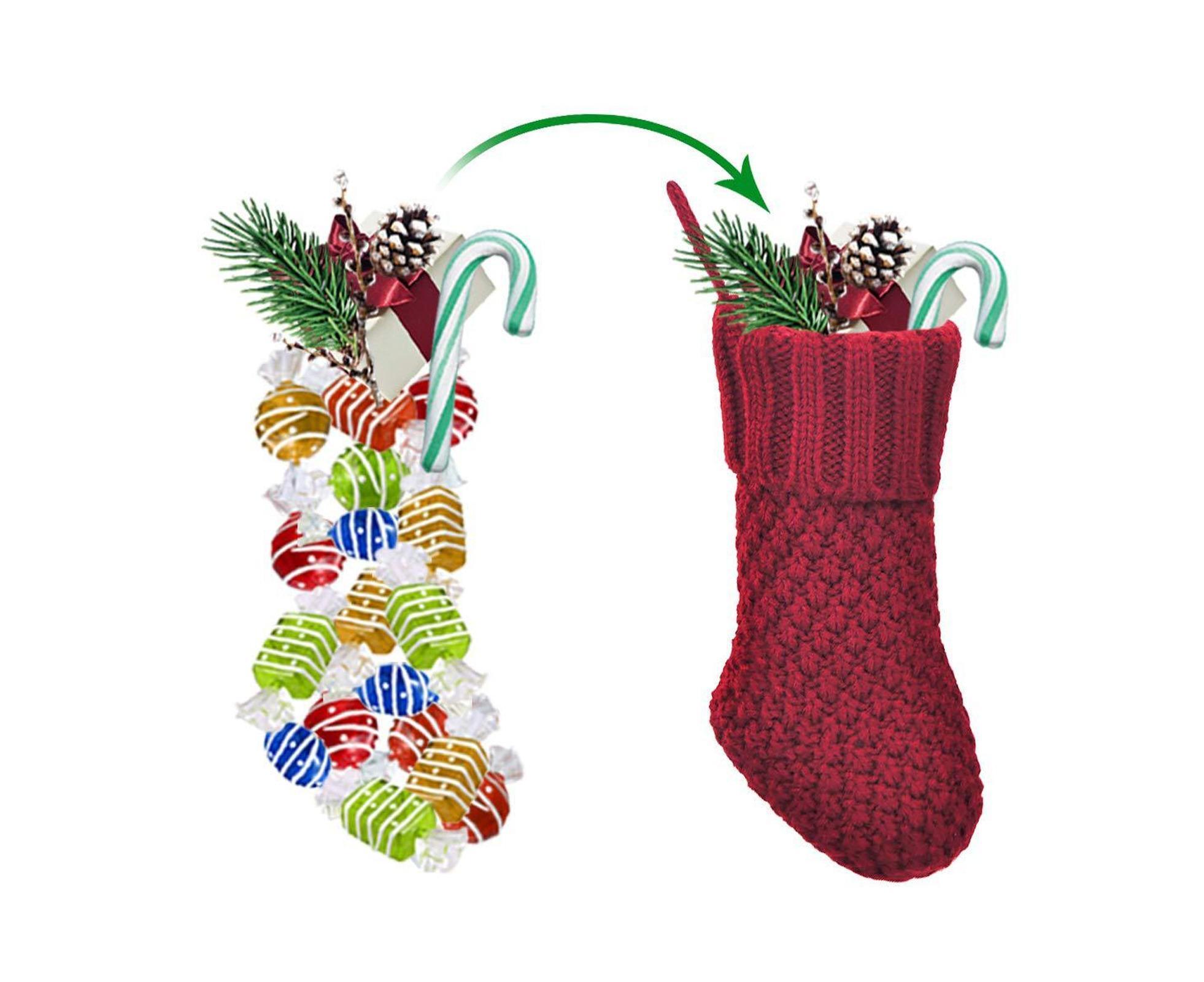 4Pcs/6Pcs Christmas Stocking Knitted with Hanging Rope Thickened Country Style Christmas Tree Decorations Mantle Hanging Stockings-Red 6pcs - Image 4