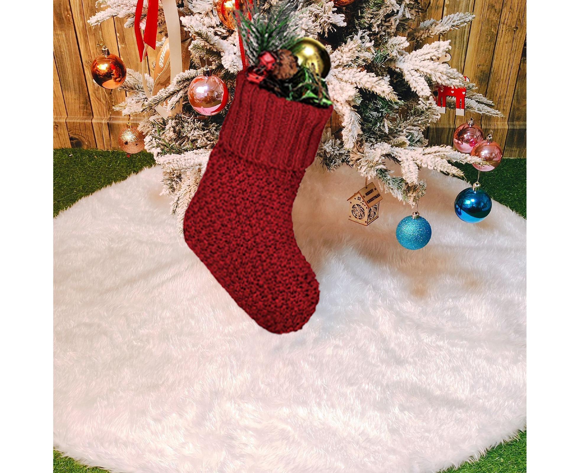 4Pcs/6Pcs Christmas Stocking Knitted with Hanging Rope Thickened Country Style Christmas Tree Decorations Mantle Hanging Stockings-Red 6pcs - Image 5