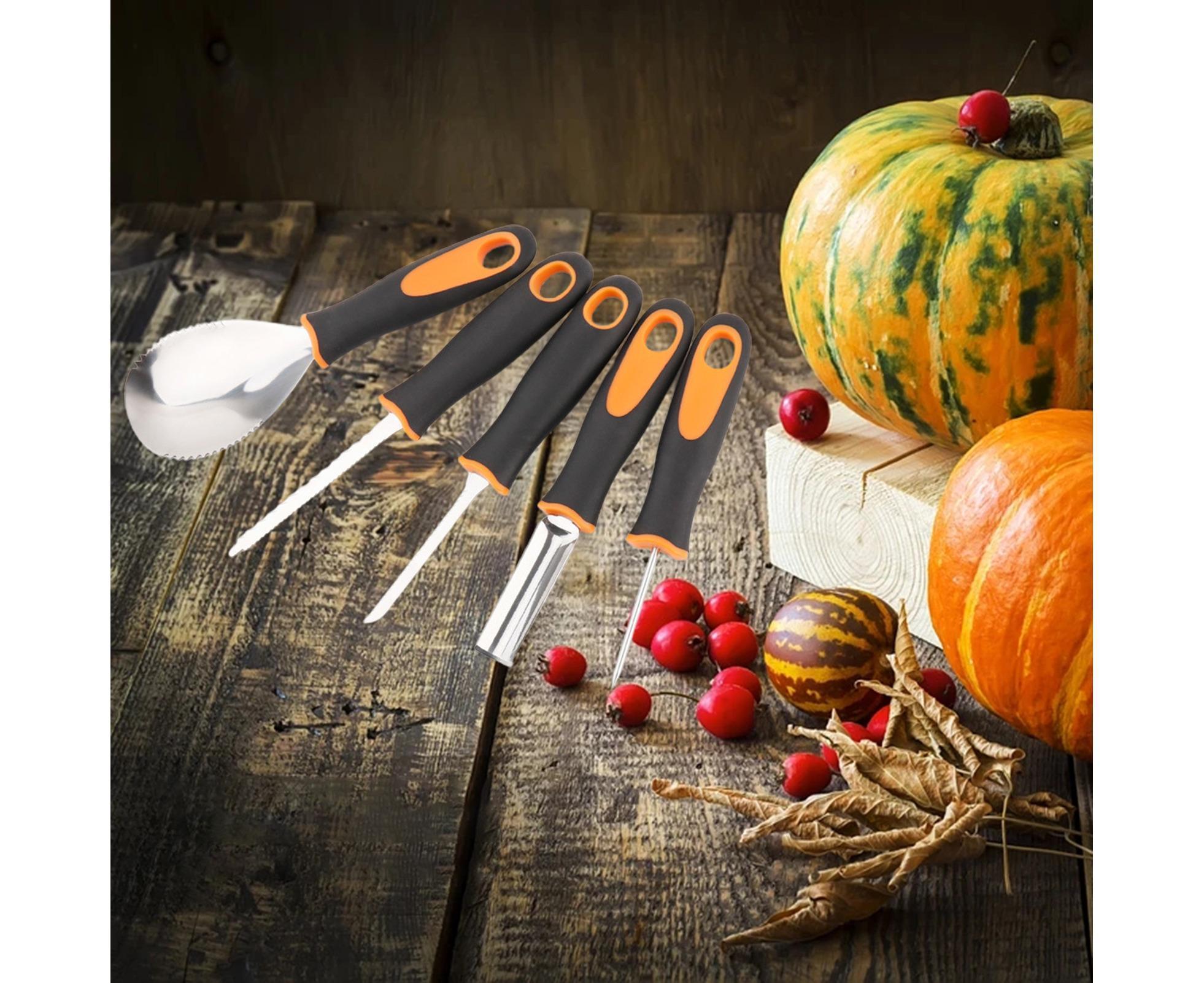 5Pcs/Set Ergonomic Pumpkin Carving Tools High Hardness Effective Stainless Steel Stable Pumpkin Carving Kit for Halloween Decor-5pcs/set - Image 5