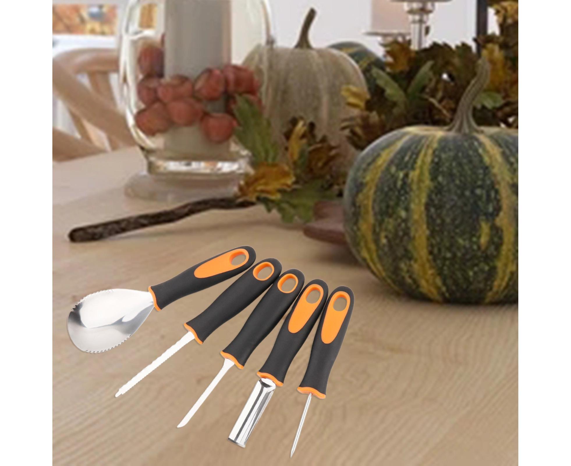 5Pcs/Set Ergonomic Pumpkin Carving Tools High Hardness Effective Stainless Steel Stable Pumpkin Carving Kit for Halloween Decor-5pcs/set - Image 8