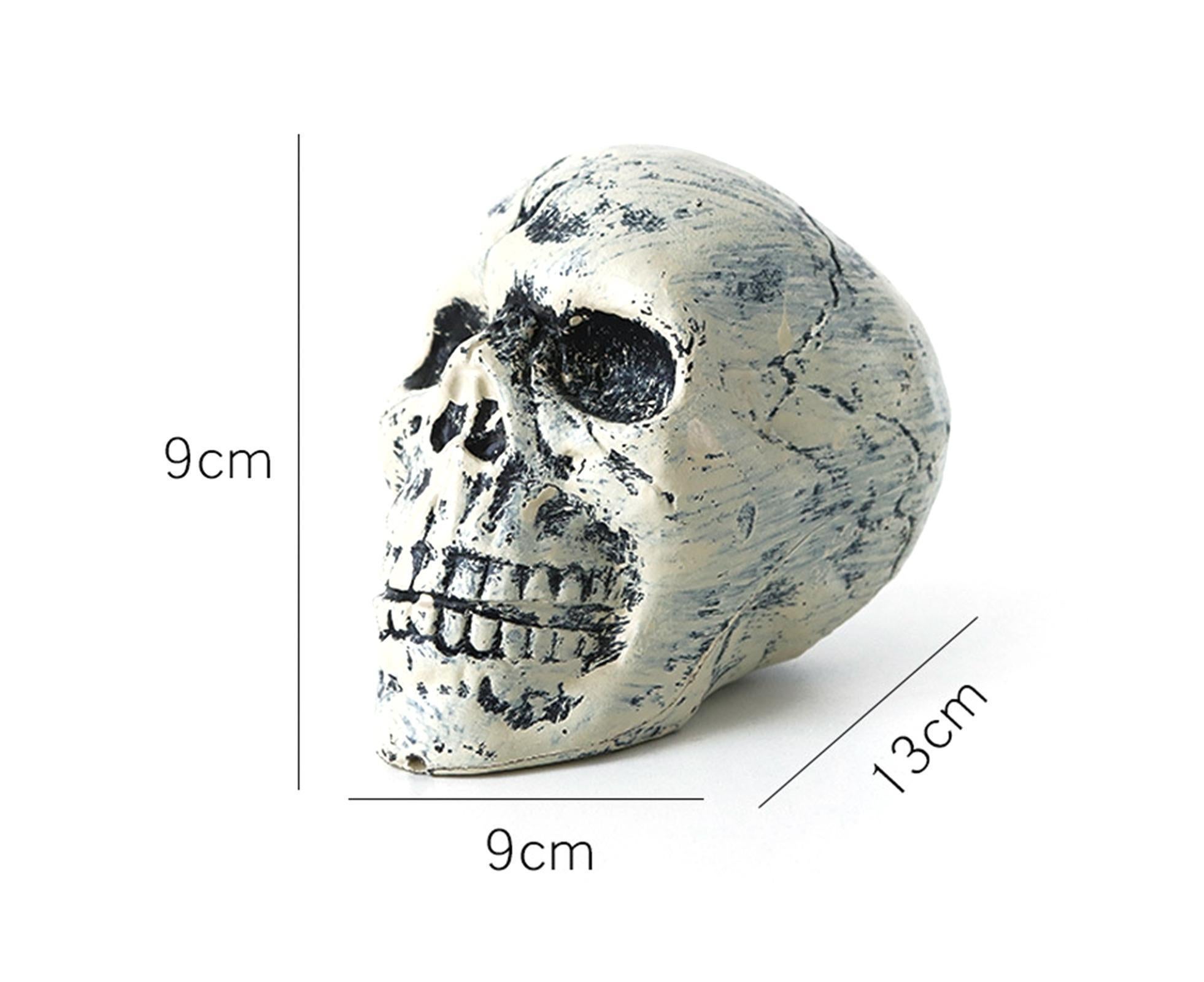 6 Pcs/Set Halloween Skull Ornament Artificial Realistic Increase Atmosphere Durable Clear Texture Skeleton Horror Halloween Skull Statue for Home-White - Image 5