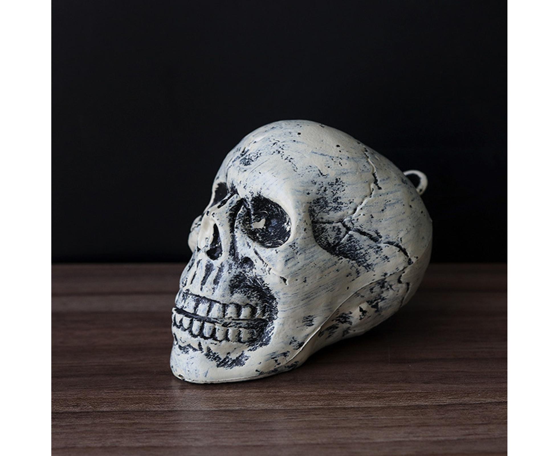 6 Pcs/Set Halloween Skull Ornament Artificial Realistic Increase Atmosphere Durable Clear Texture Skeleton Horror Halloween Skull Statue for Home-White - Image 7