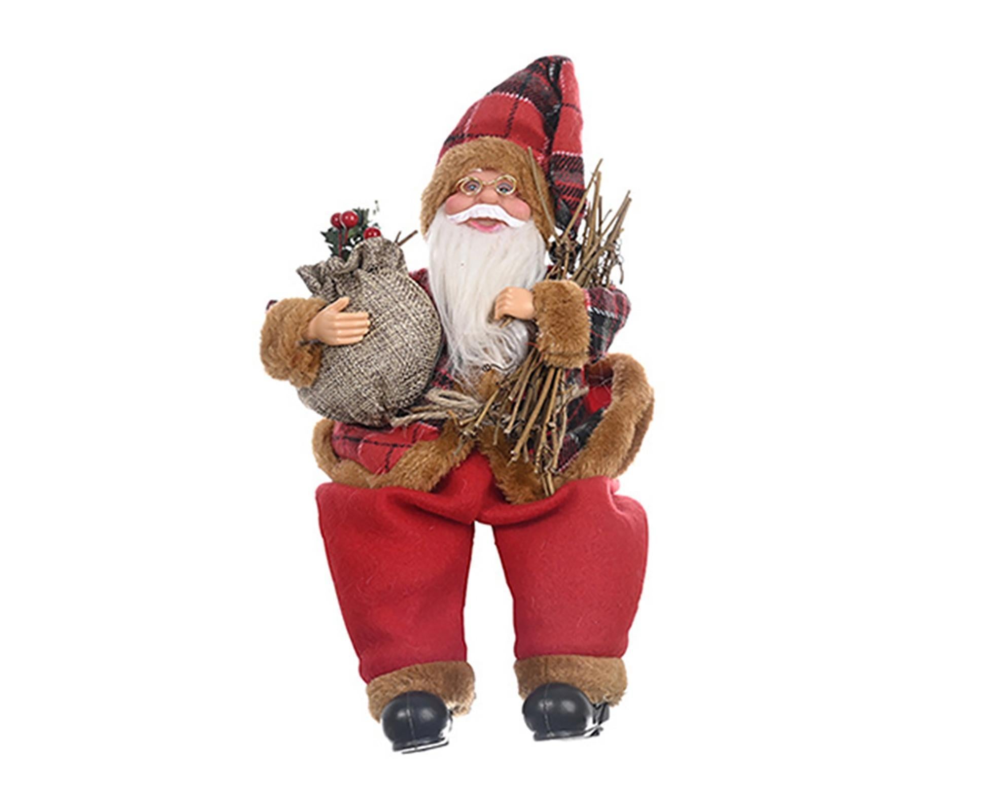 Christmas Doll Lovely Lightweight Cloth Adorable Stand Santa Claus Doll for Home-with Wood - Image 1