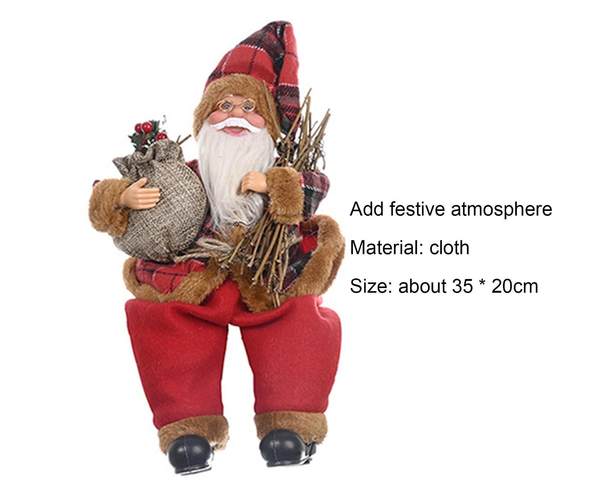 Christmas Doll Lovely Lightweight Cloth Adorable Stand Santa Claus Doll for Home-with Wood - Image 2