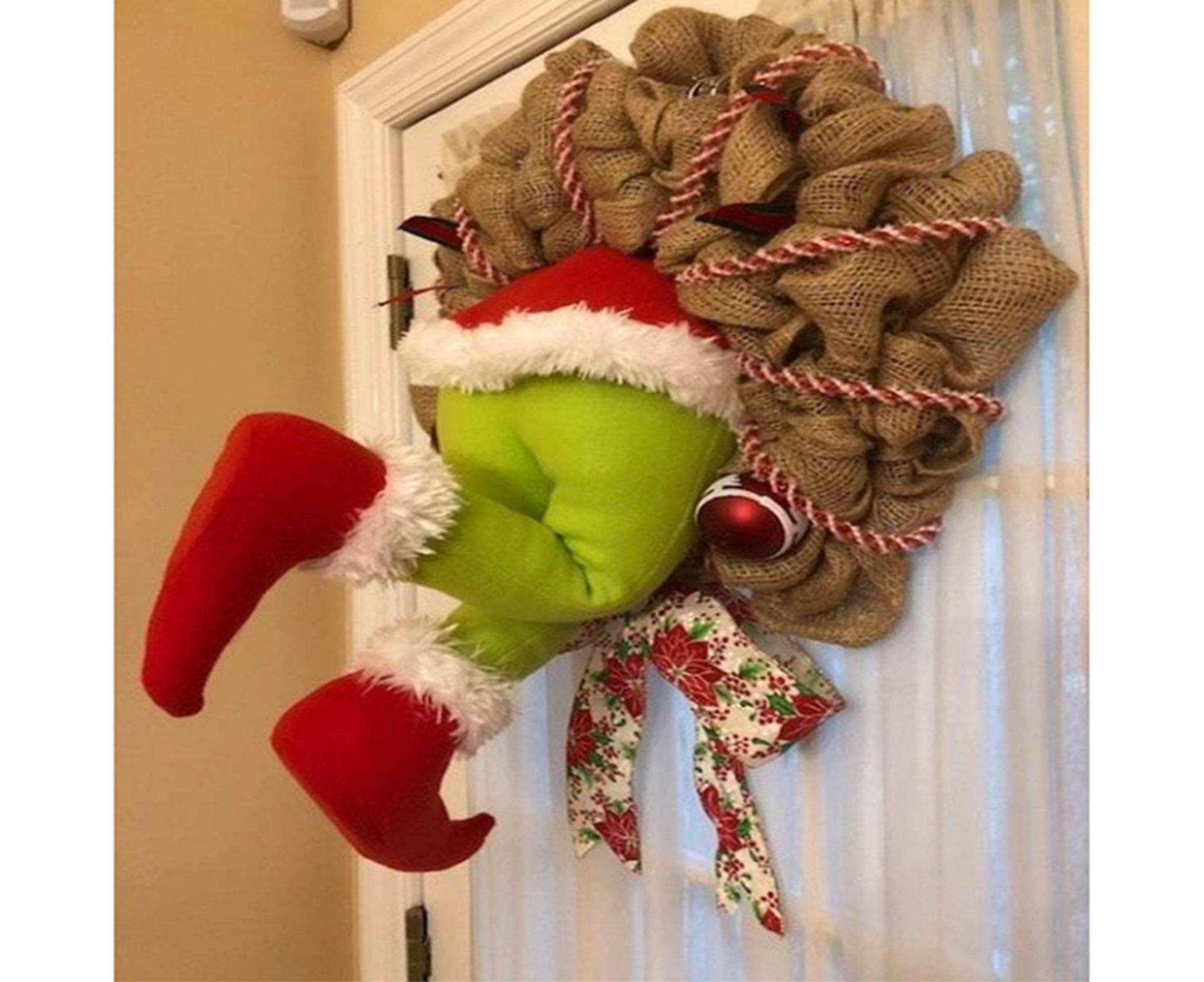 Christmas Thief Stolen Burlap Wreath Garland Home Ornament Party Decoration-40*50cm - Image 2