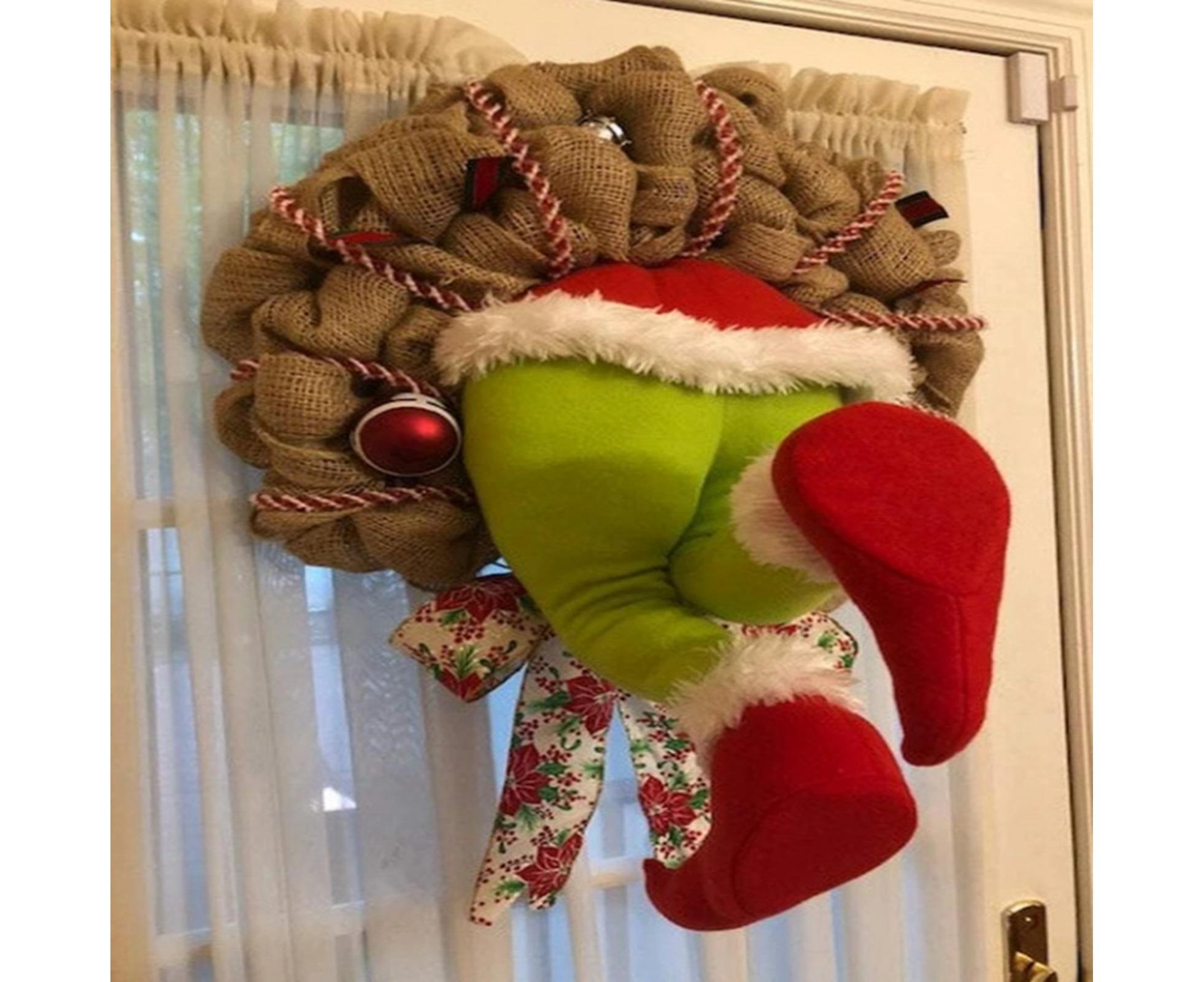 Christmas Thief Stolen Burlap Wreath Garland Home Ornament Party Decoration-40*50cm - Image 3