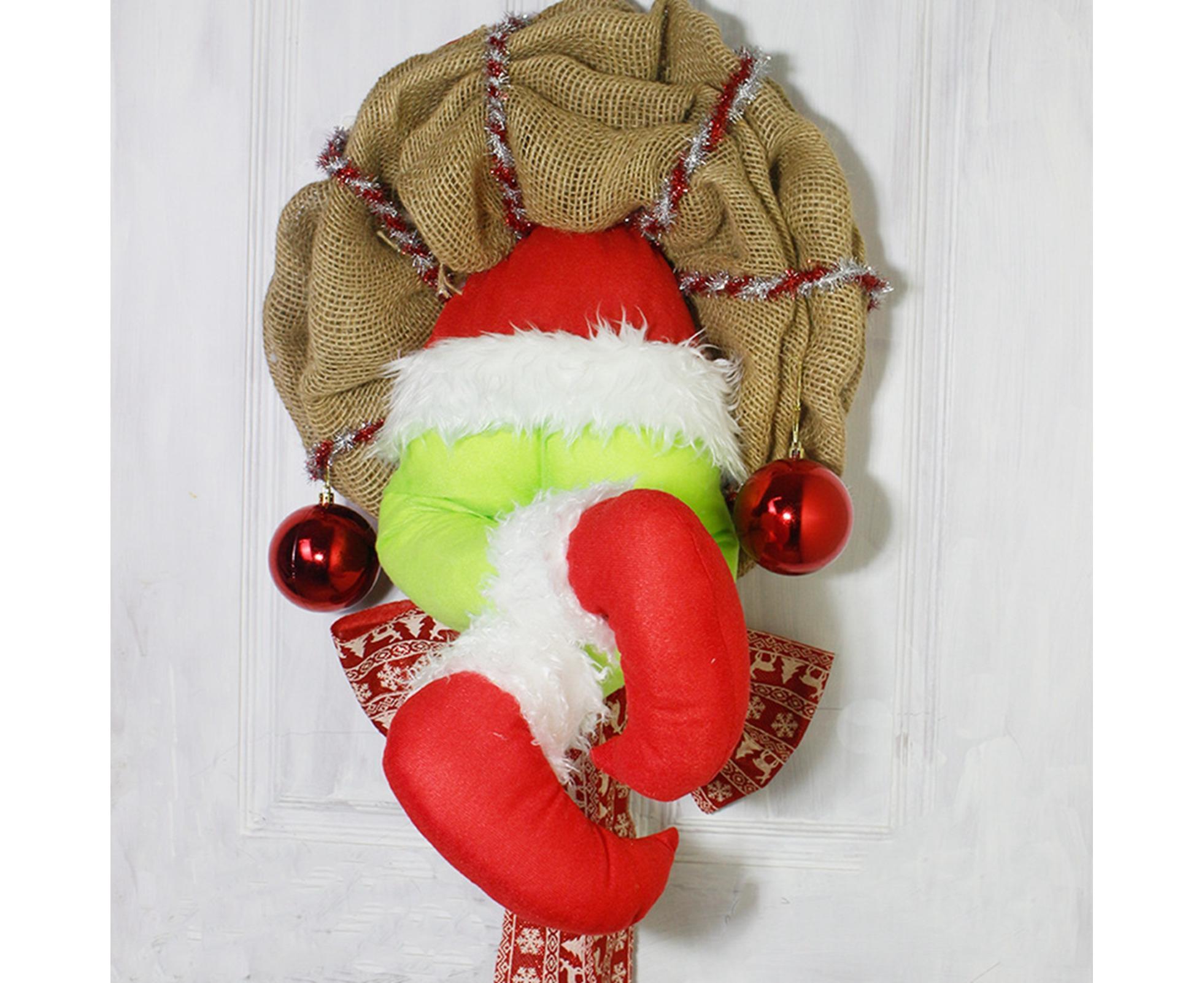 Christmas Thief Stolen Burlap Wreath Garland Home Ornament Party Decoration-40*50cm - Image 5