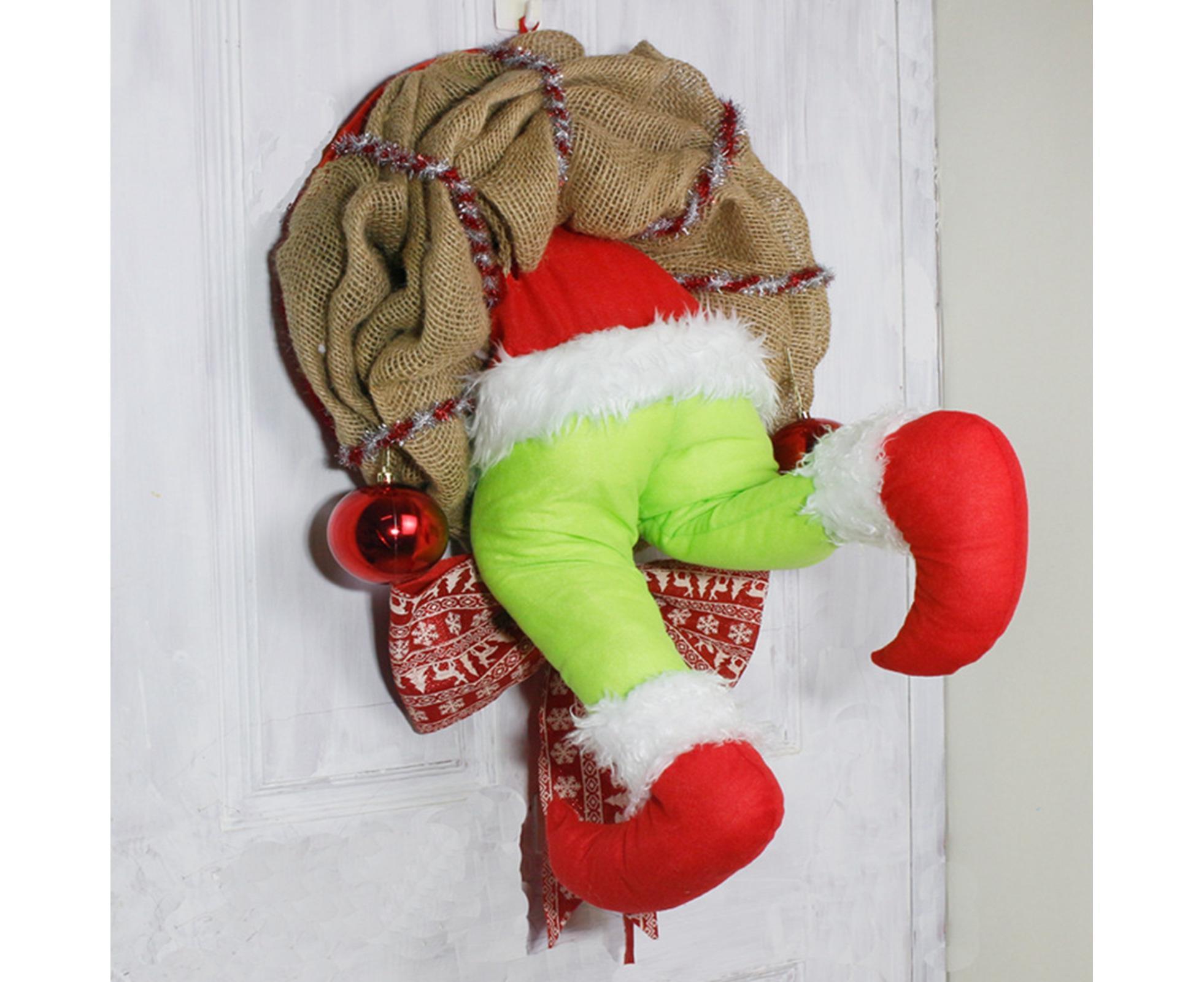 Christmas Thief Stolen Burlap Wreath Garland Home Ornament Party Decoration-40*50cm - Image 6