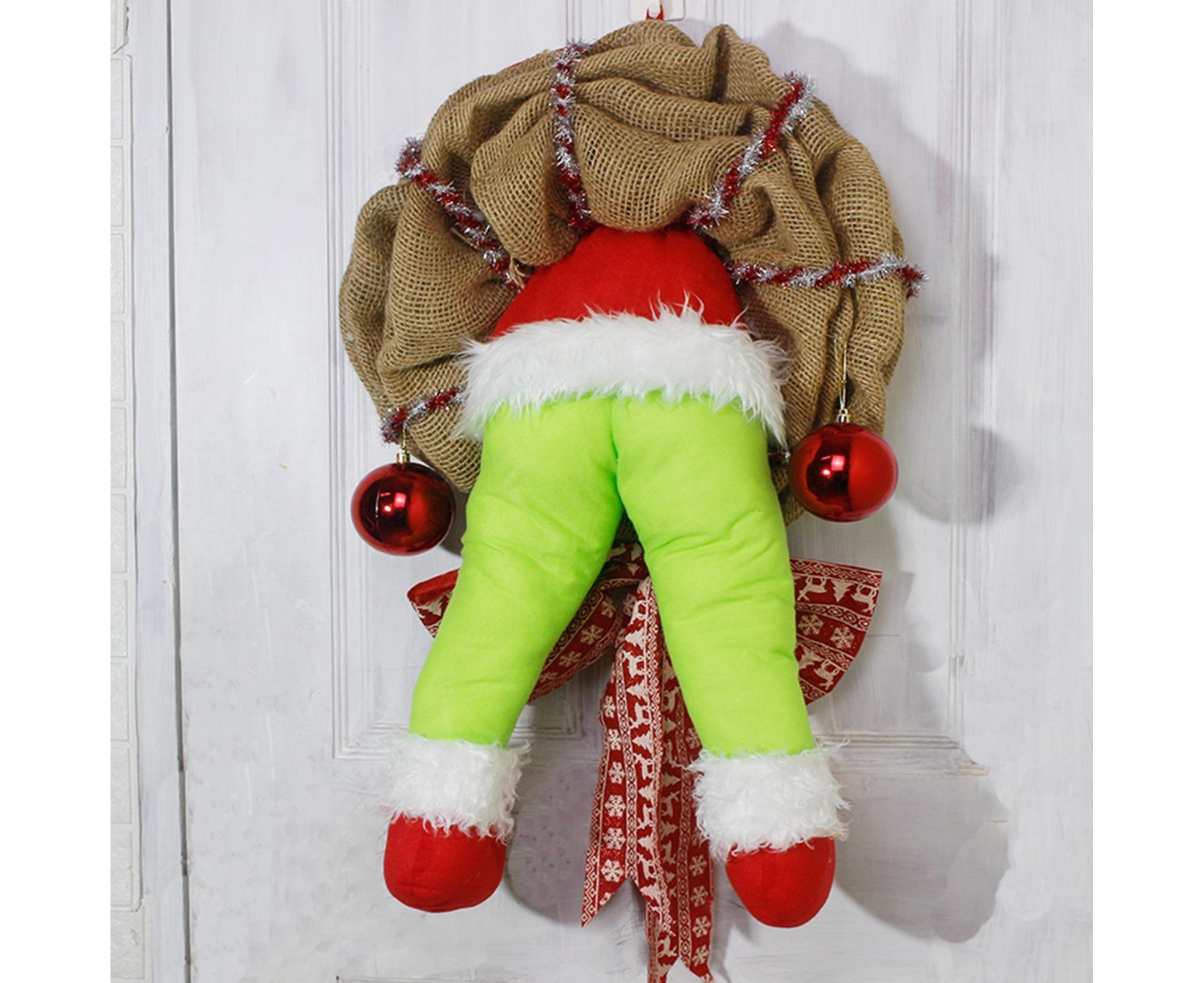 Christmas Thief Stolen Burlap Wreath Garland Home Ornament Party Decoration-40*50cm - Image 7