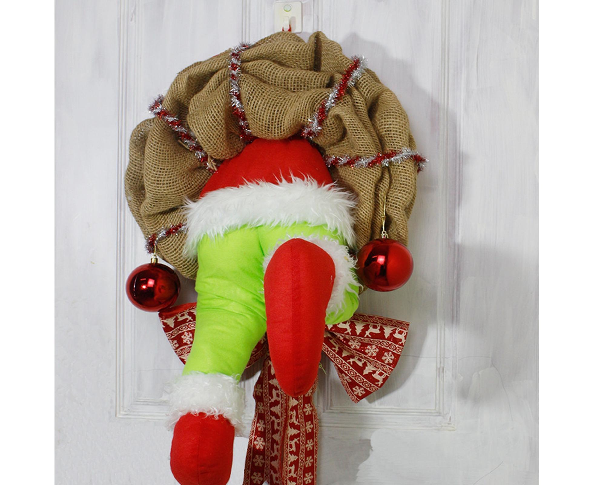 Christmas Thief Stolen Burlap Wreath Garland Home Ornament Party Decoration-40*50cm - Image 8