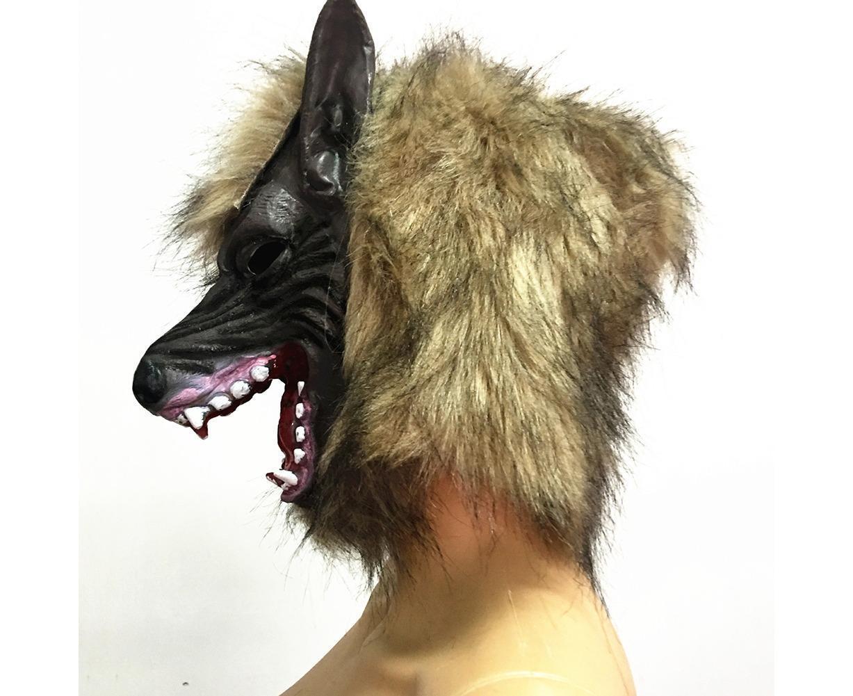 Halloween Horror Savage Wolf Head Mask Masquerade Fluffy Headgear Decoration-Brown - Image 5
