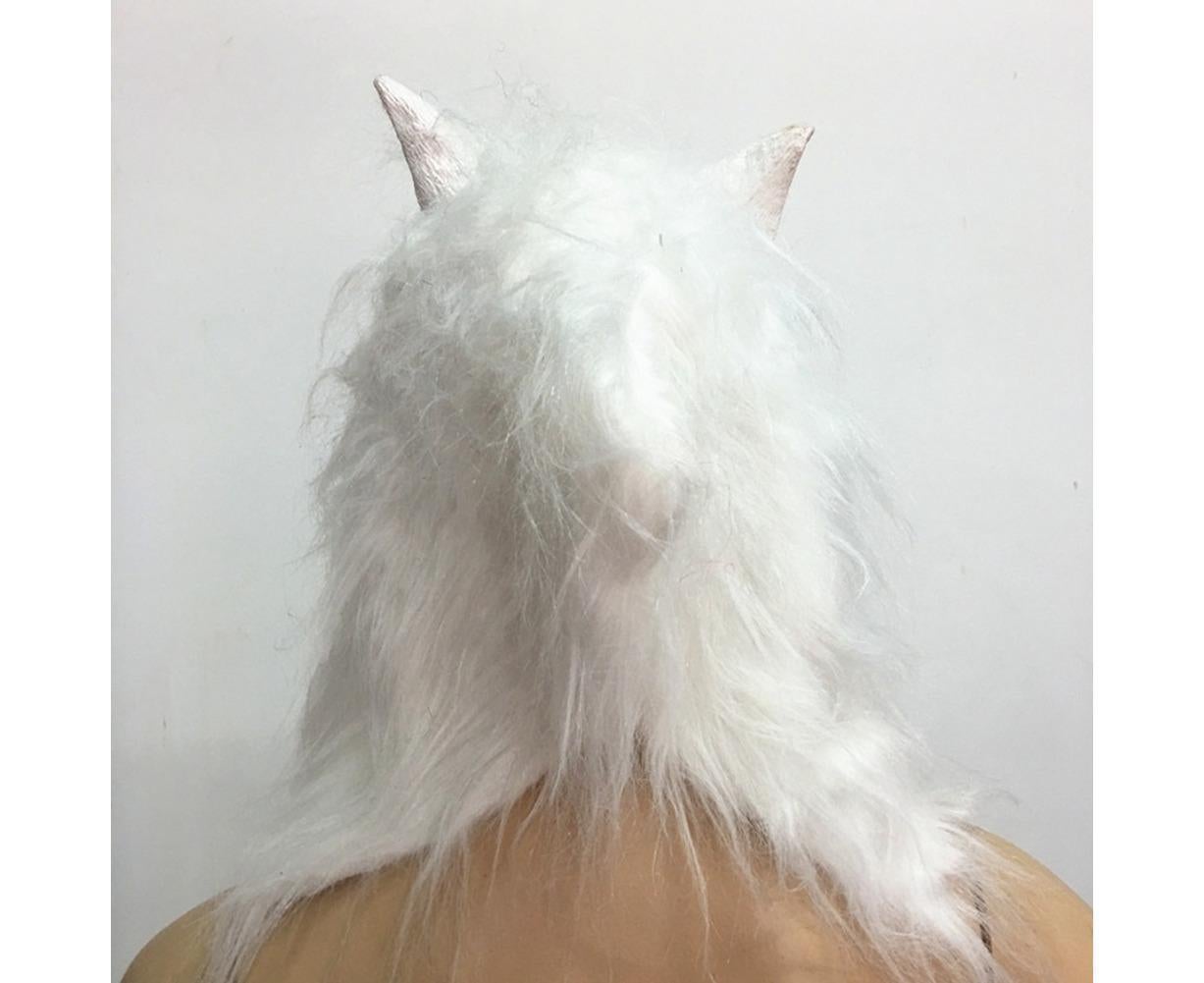 Halloween Horror Savage Wolf Head Mask Masquerade Fluffy Headgear Decoration-Brown - Image 6