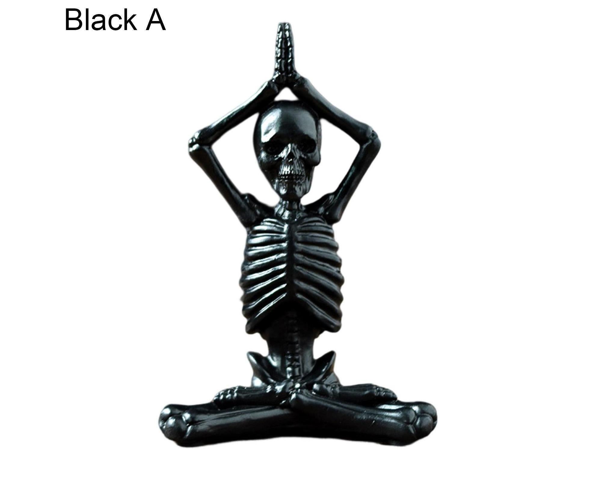 Halloween Yoga Skeleton Funny Gifts Anti-fade Collectible Horror Festival Prop Resin Crafts Ghost Festival Desktop Skeleton Figurine for Indoor-Black - Image 2