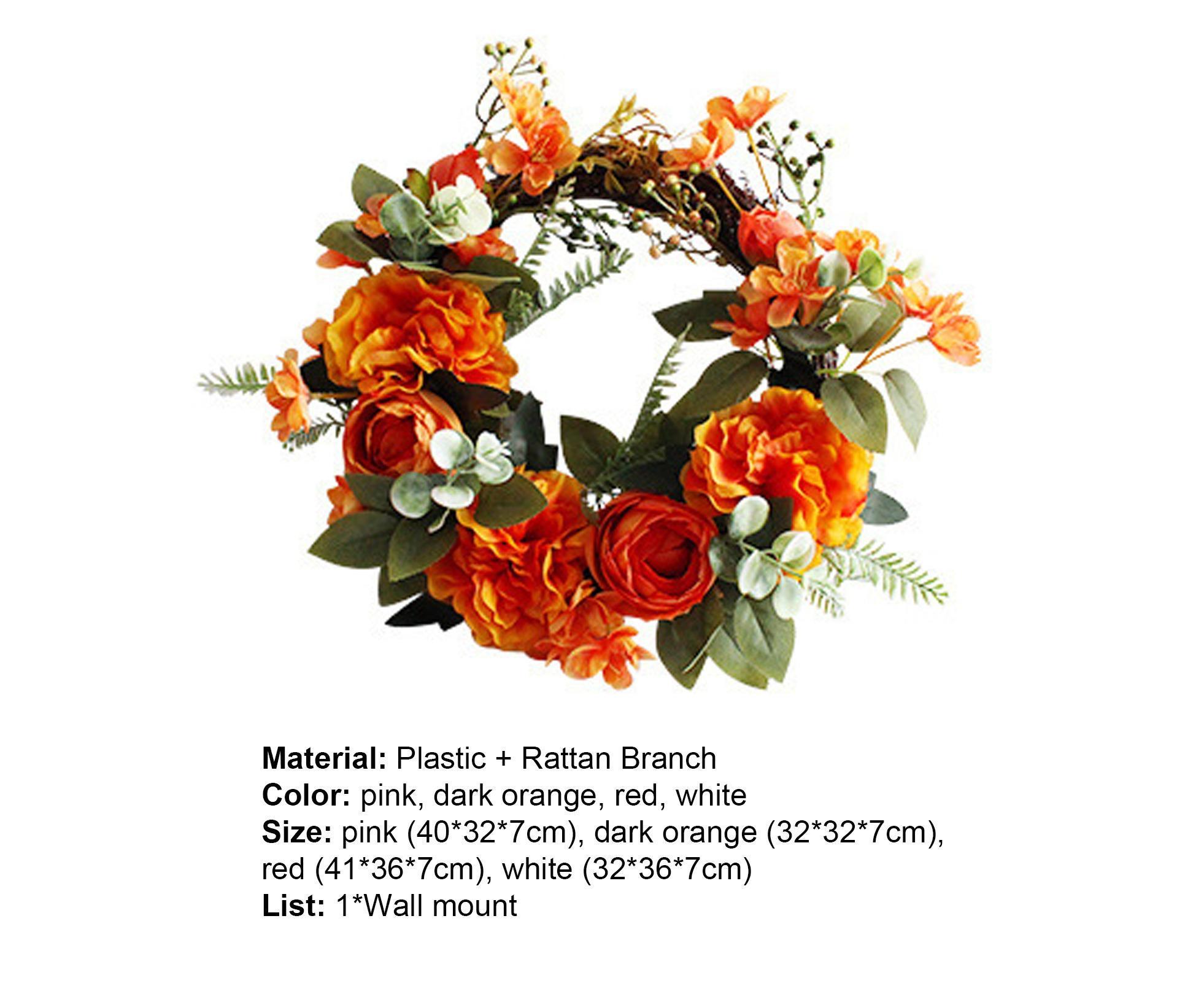 Hanging Wreath Exquisite Anti-deform Plastic Imitation Peony Flower Garland Pendant for Wedding-Dark Orange - Image 4