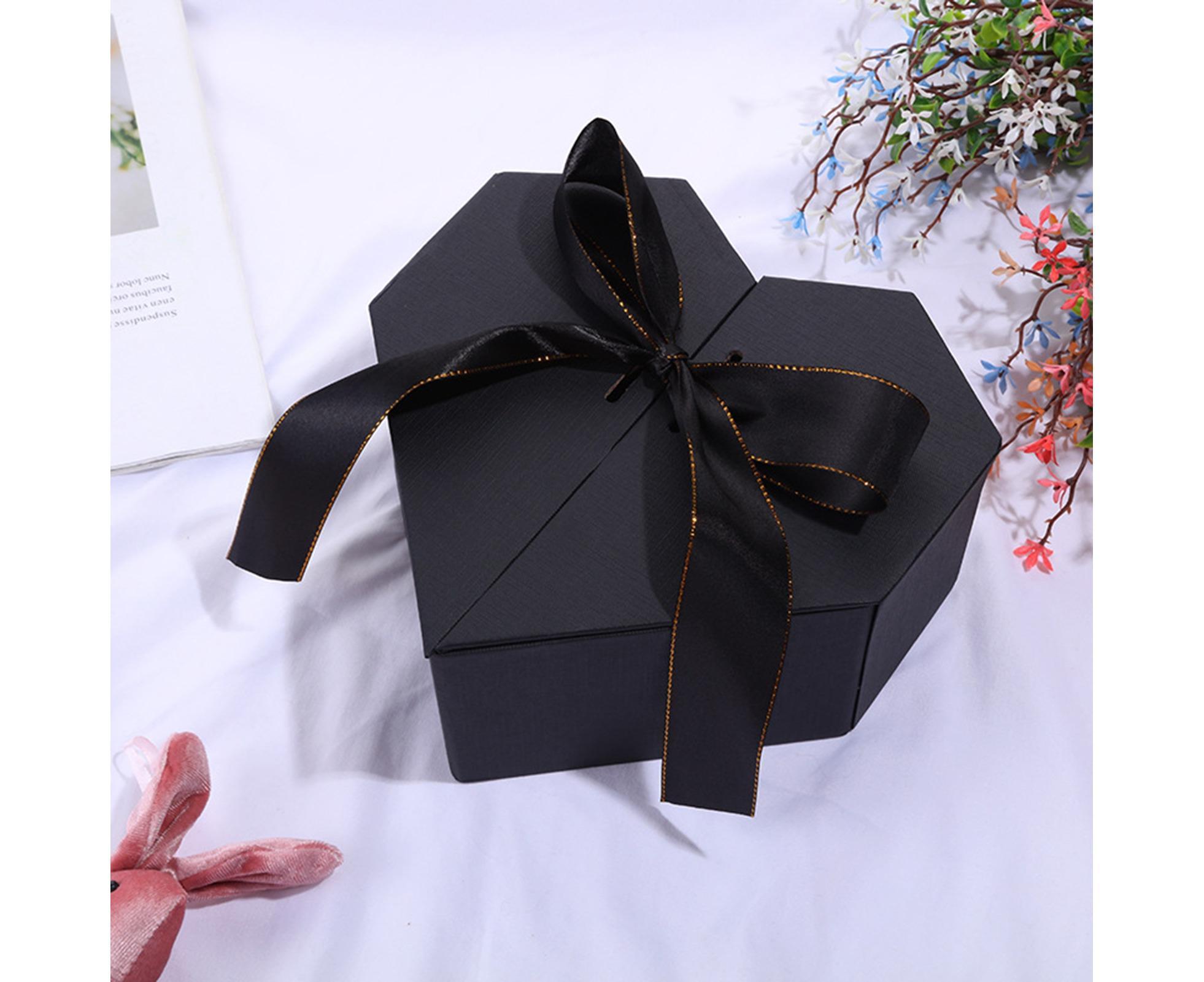 Mbg Gift Box Attractive DIY Bright Color Romantic Heart-shaped Snack Storage Case for Wedding-Black - Image 2
