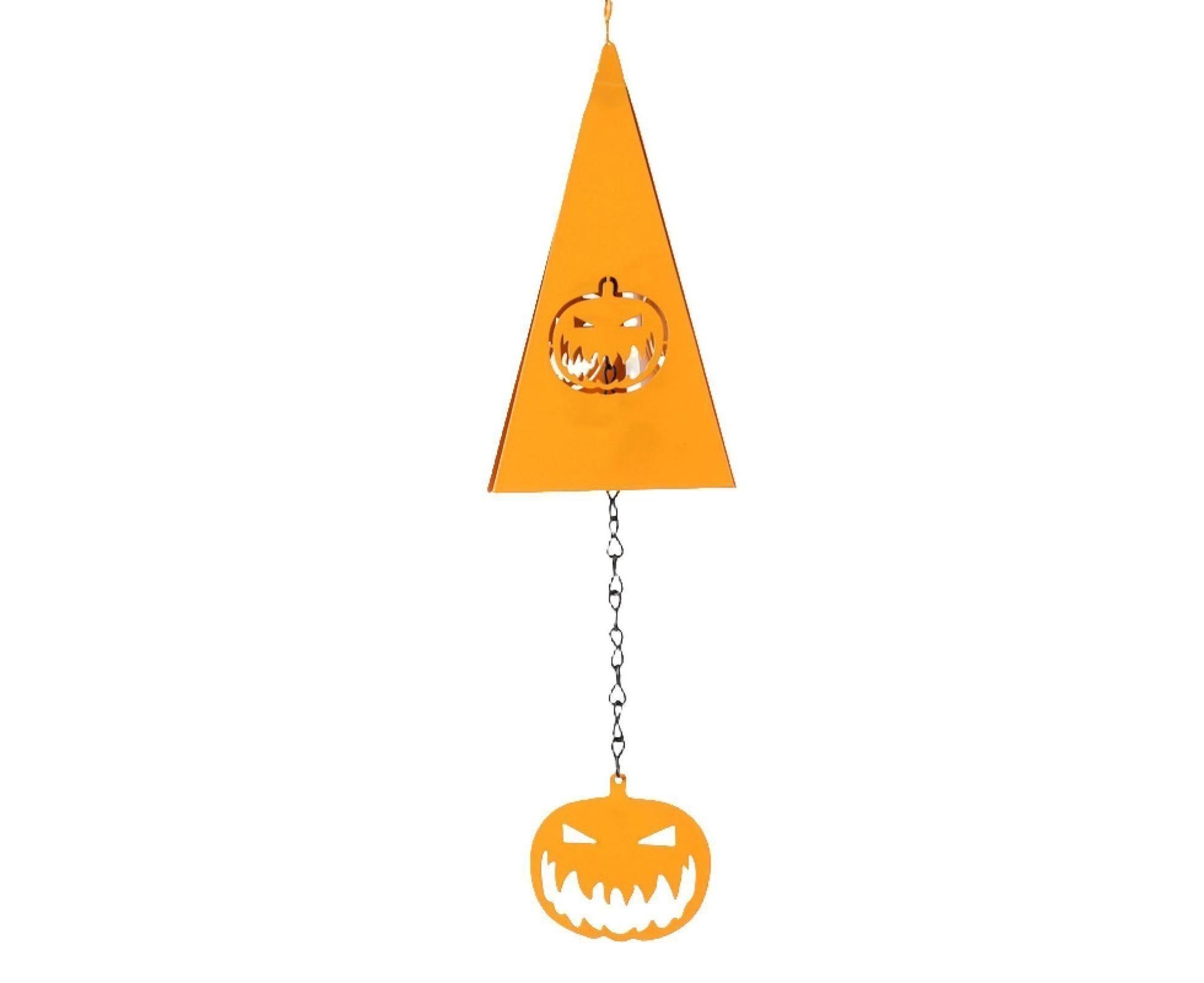 Triangle Wind Chime Festival Prop Ornament Weather-proof Heavy Duty Layout Art Craft Halloween Decor Skull Cross Bats Pumpkin Wind Chime Pendant for Yard - Image 1
