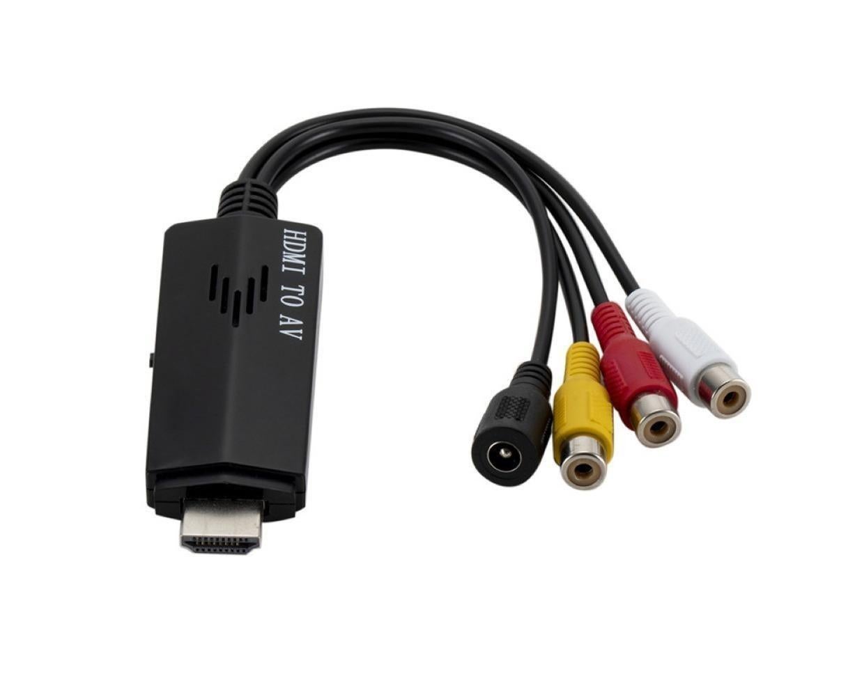 1080P HDMI-compatible Male to Female RCA AV Video Audio Converter Adapter for VCR DVD TV Black - Image 1
