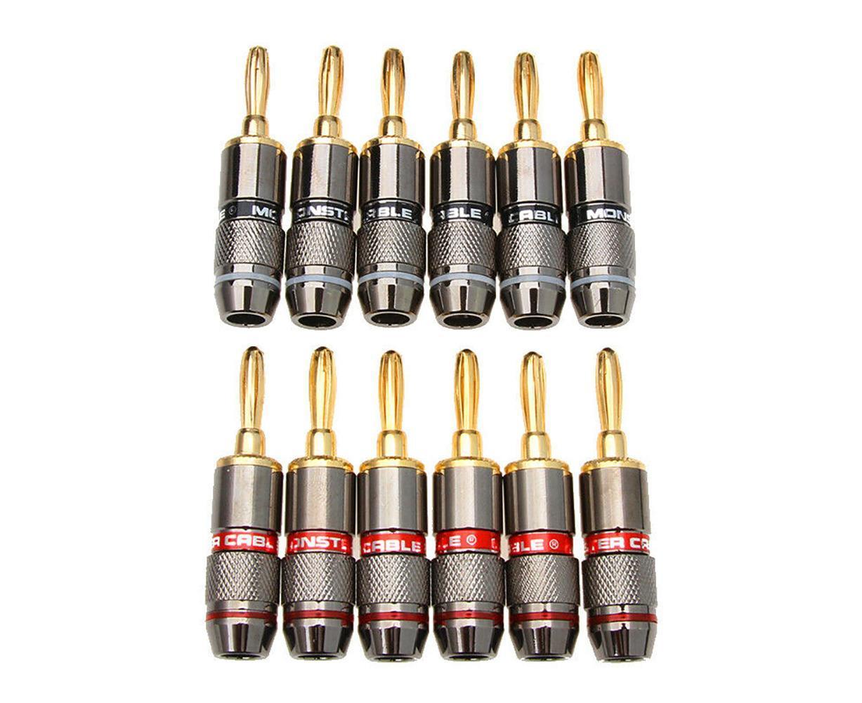 12Pcs 24K Gold Plated Zinc Alloy Banana Plugs Speaker Audio Video Connectors - Image 1