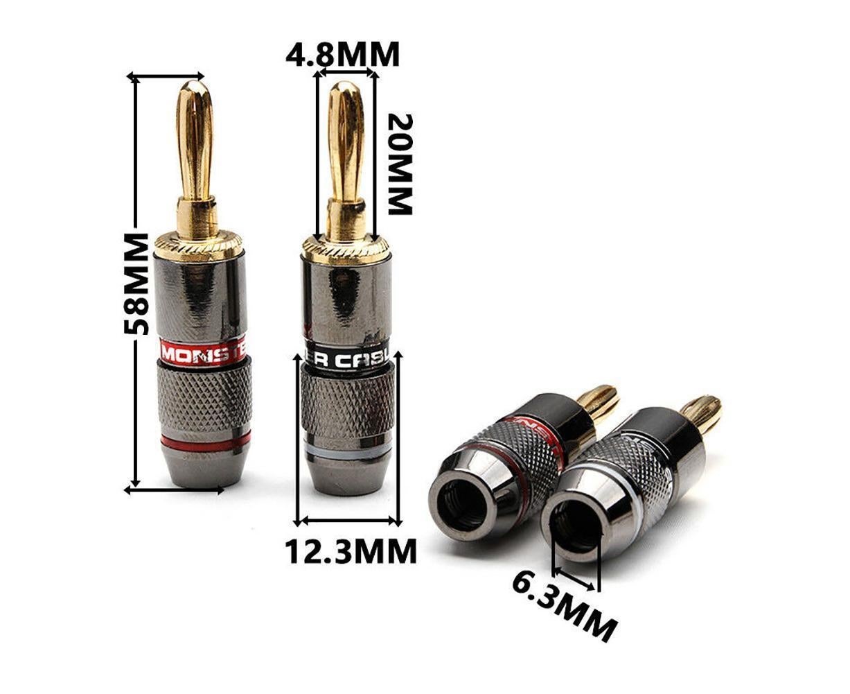 12Pcs 24K Gold Plated Zinc Alloy Banana Plugs Speaker Audio Video Connectors - Image 2
