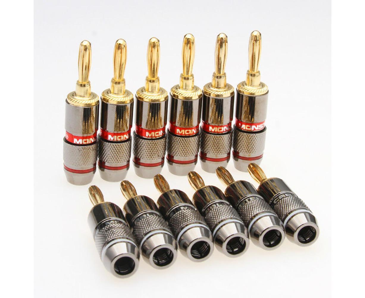 12Pcs 24K Gold Plated Zinc Alloy Banana Plugs Speaker Audio Video Connectors - Image 3