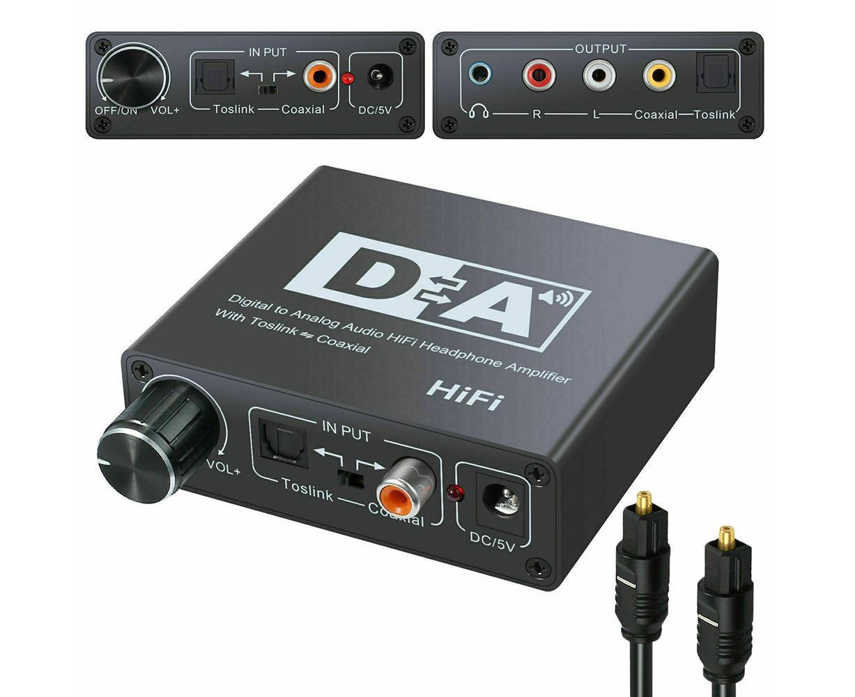 192KHz Digital Coaxial to Analog R/L RCA 3.5mm Jack HiFi Audio Converter Adapter - Image 1