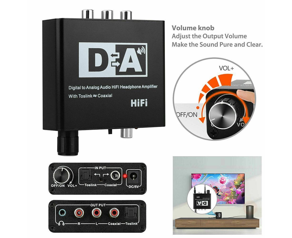 192KHz Digital Coaxial to Analog R/L RCA 3.5mm Jack HiFi Audio Converter Adapter - Image 4