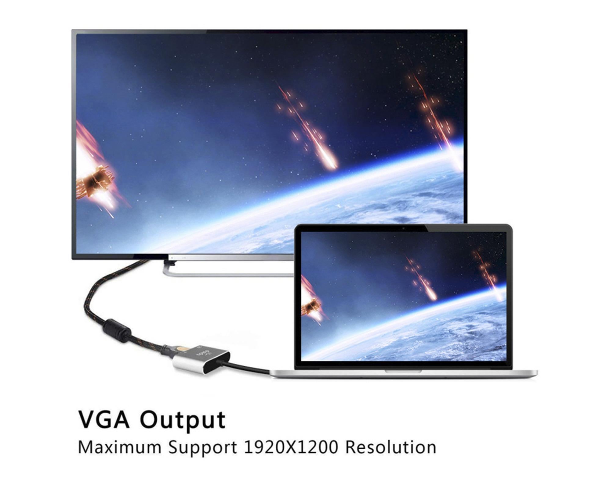 2 in 1 4K Ultra High Clarity USB 3.1 Type-C to HDMI-compatible VGA Converter Adapter for MacBook PC Silver - Image 3