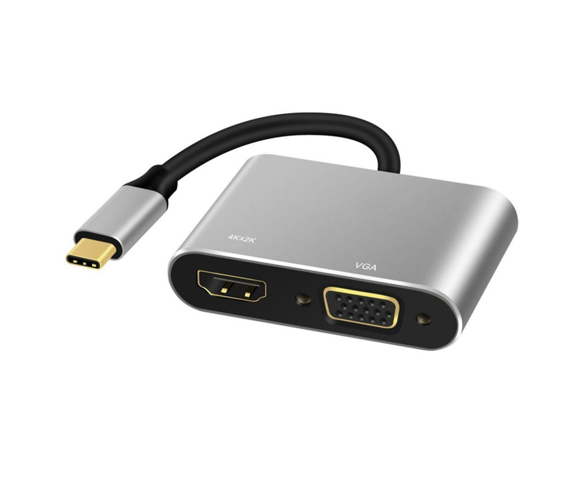 2 in 1 4K Ultra High Clarity USB 3.1 Type-C to HDMI-compatible VGA Converter Adapter for MacBook PC Silver - Image 7