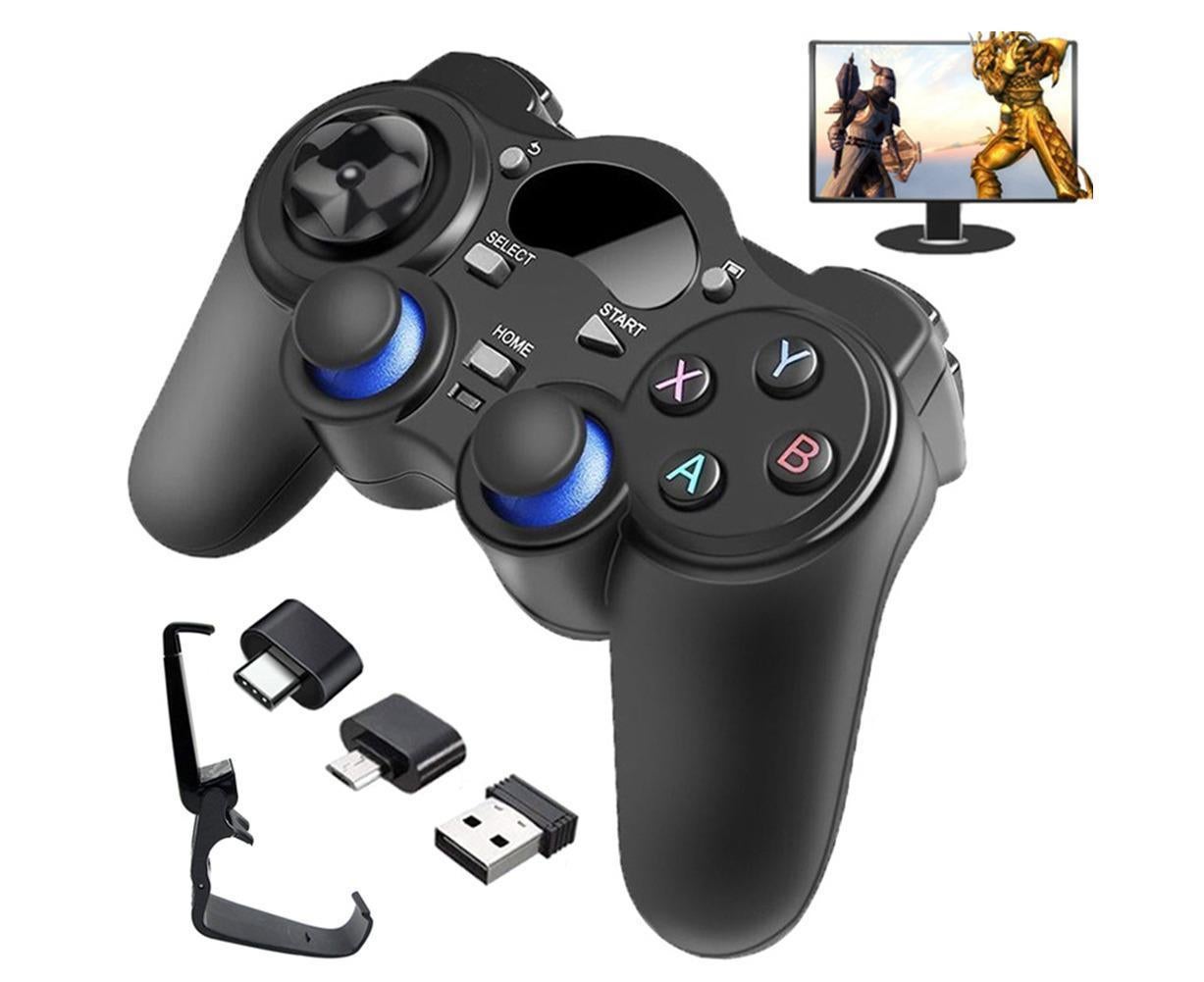 2.4G Wireless Gamepad with OTG Converter and Mobile Phone Holder for PS3 Phone Black - Image 1