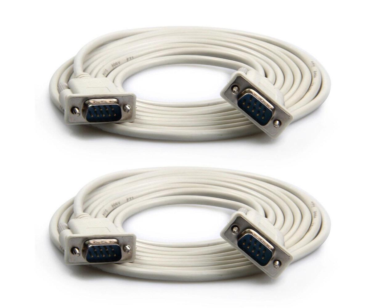 2Pcs 1.5/3/5m RS232 DB9 9Pin Serial Male to Male COM Port Data Converter Cable - Image 1