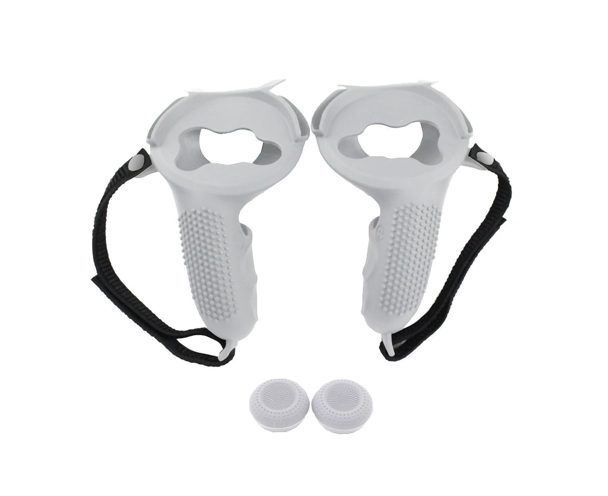 3 in 1 Anti-slip Adjustable Handle Cover Hand Strap Grip Cap Kit for Oculus Quest 2 Controller White - Image 1