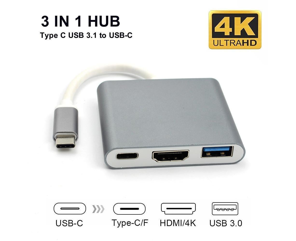 3 in 1 USB 3.1 Type-C to 4K UHD HDMI-compatible USB-C Hub Adapter Converter for Macbook As Shown - Image 2