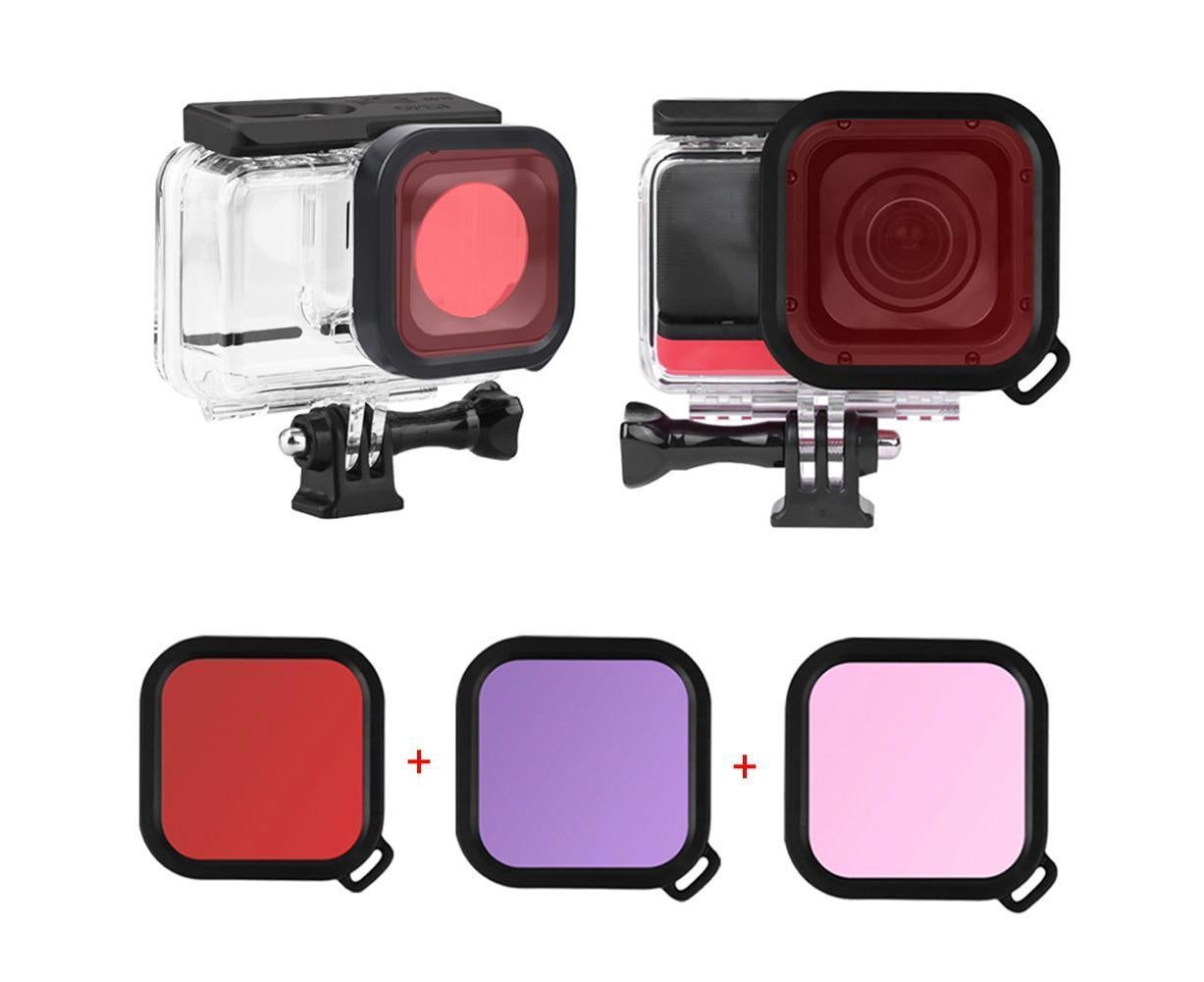 3Pcs Diving Waterproof Housing Case Lens Filter Set for Insta360 One R Camera Red+Pink+Purple - Image 1